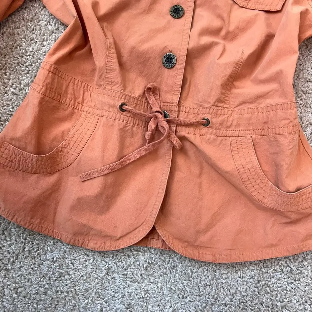 Vintage Button Up Tie Front Light Weight Jacket 100% Cotton size 8 Orange - Picture 2 of 7
